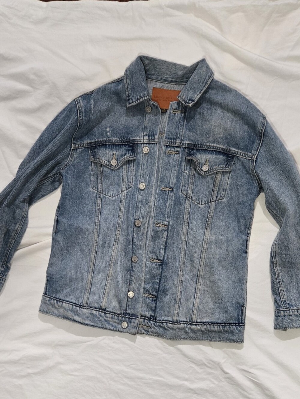 Lucky Brand Unisex Washed Blue Denim Jacket, Medium